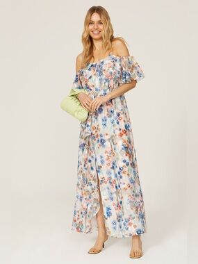 Tanya Taylor Lorena floral Off-Shoulder Maxi Dress in Multi-Color size 6